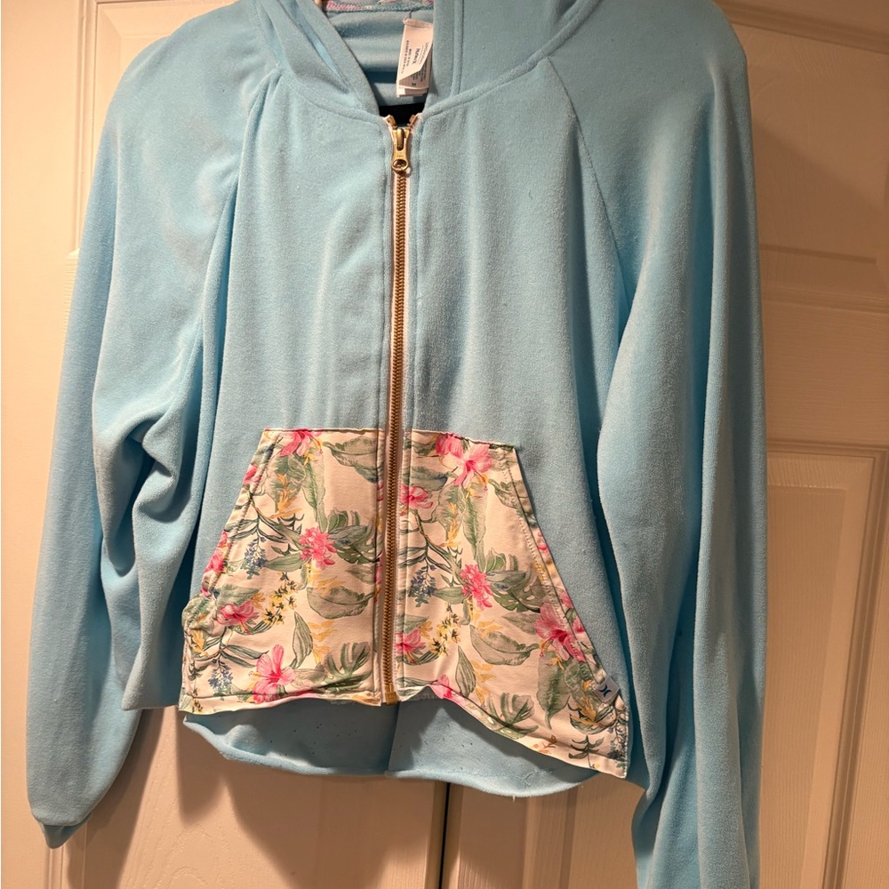 LoveShackFancy & Hurley - Sky Blue Zip-Up Hoodie